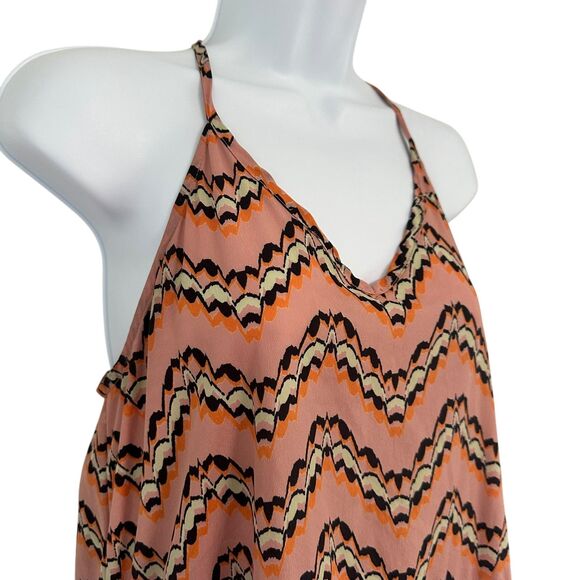 Collective Concepts Dusty Pink Chevron Tie-Waist Halter Dress Size L - Picture 3 of 9